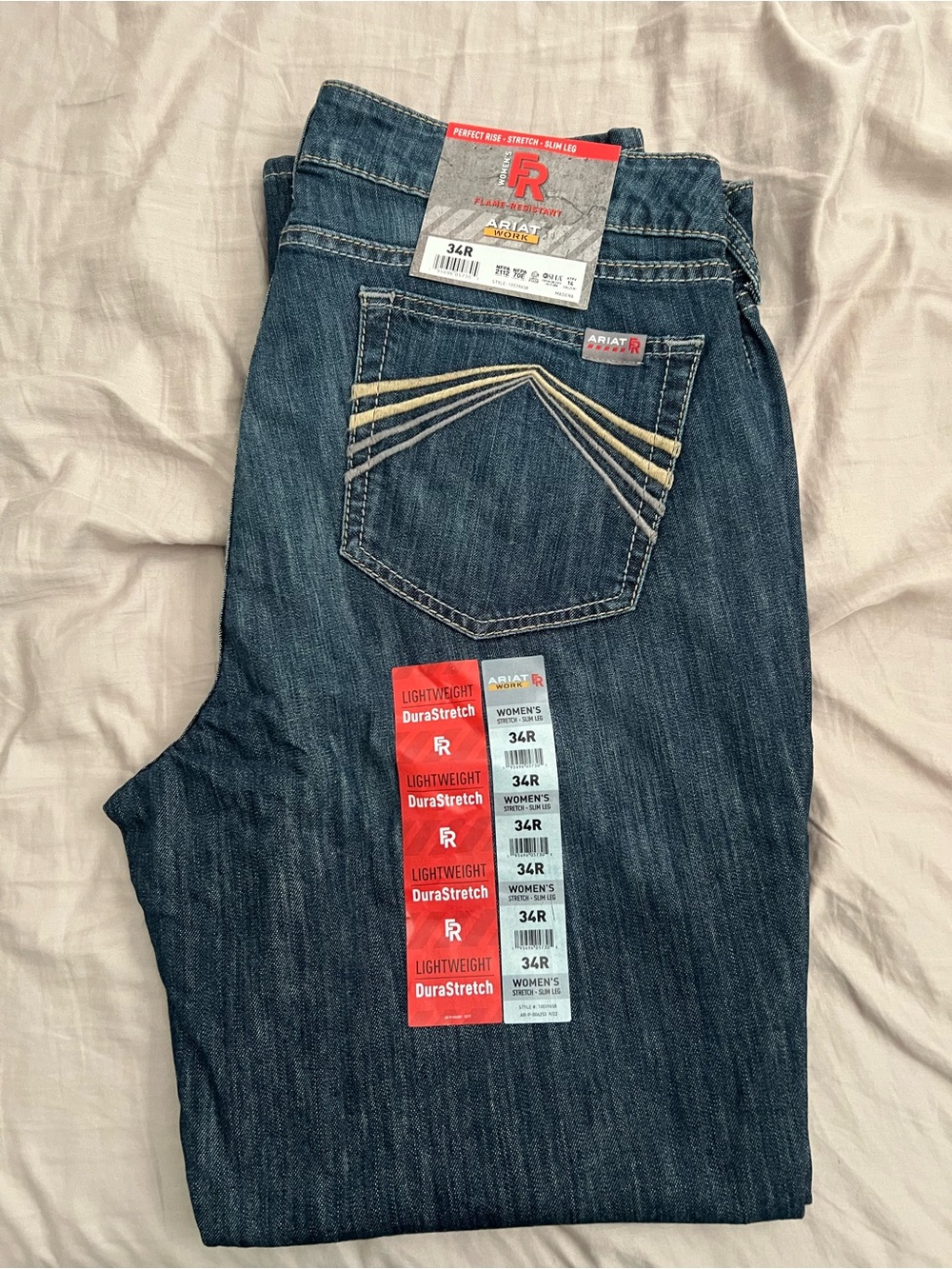 Ariat Flame-Resistant Perfect Rise DuraStretch Slim-Leg Jeans for Ladies 34R NWT